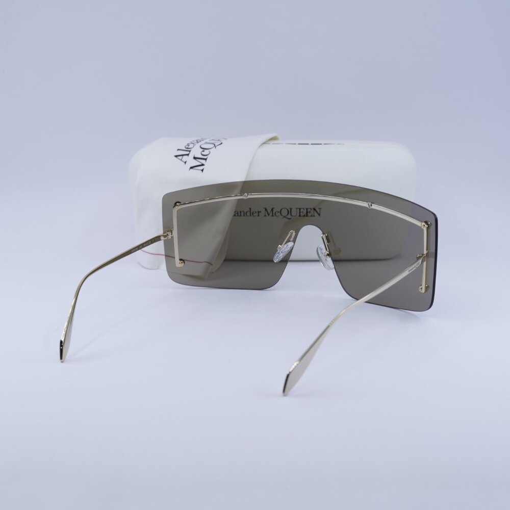 🕶️ New Alexander McQueen AM0412S 002 Sunglasses - Gold Frame, Brown Lenses - Picture 10 of 10